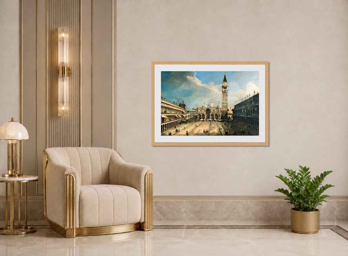 Canaletto Print, The Piazza San Marco in Venice (1723-1724) — art deco roomset