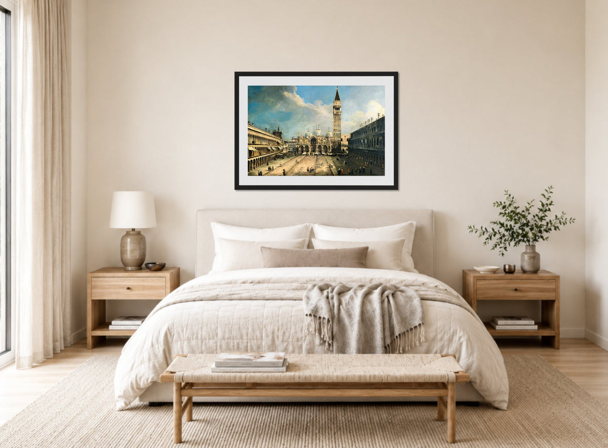 Canaletto Print, The Piazza San Marco in Venice (1723-1724) — bedroom