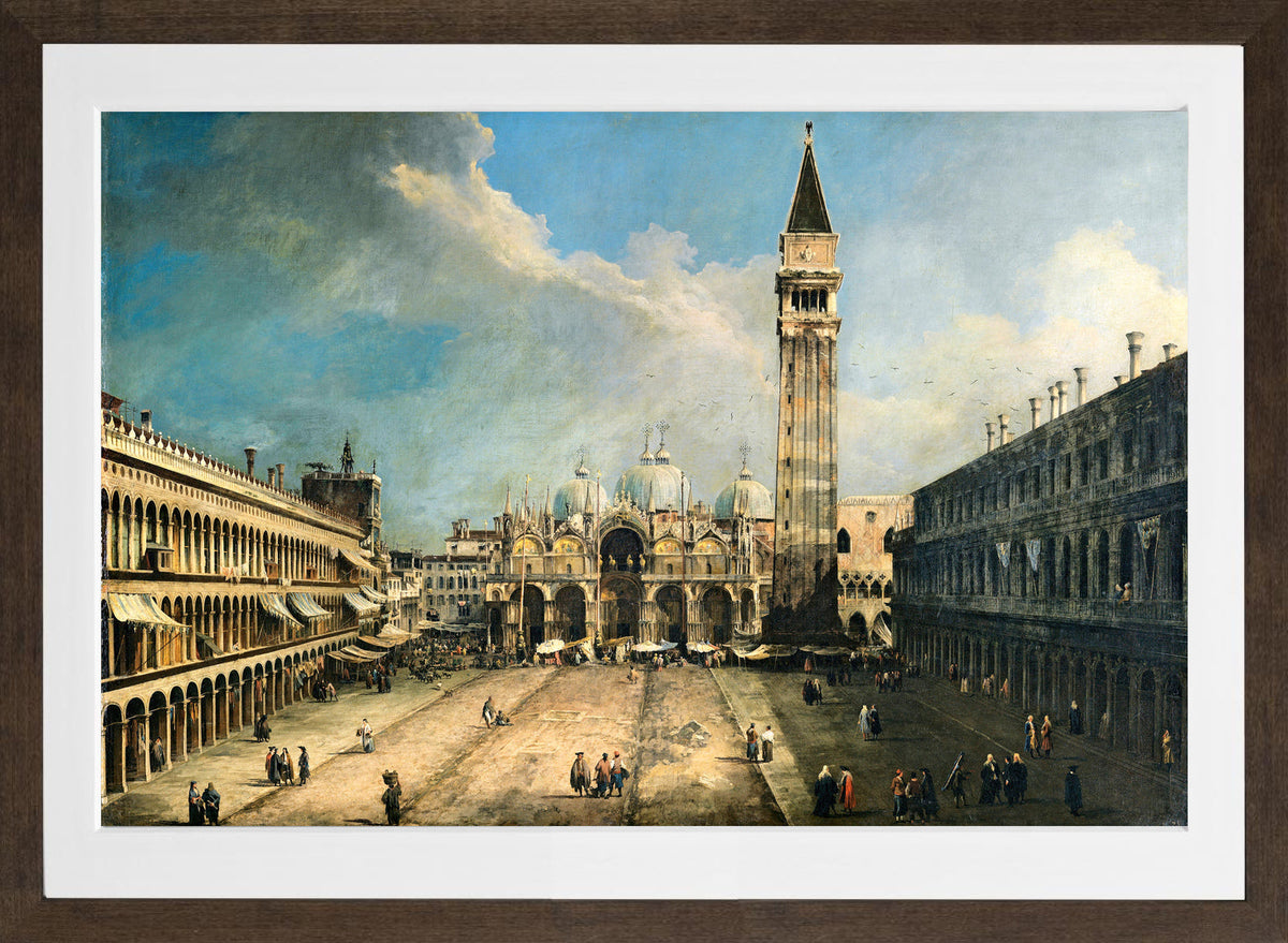 Canaletto Print, The Piazza San Marco in Venice (1723-1724) — brown frame