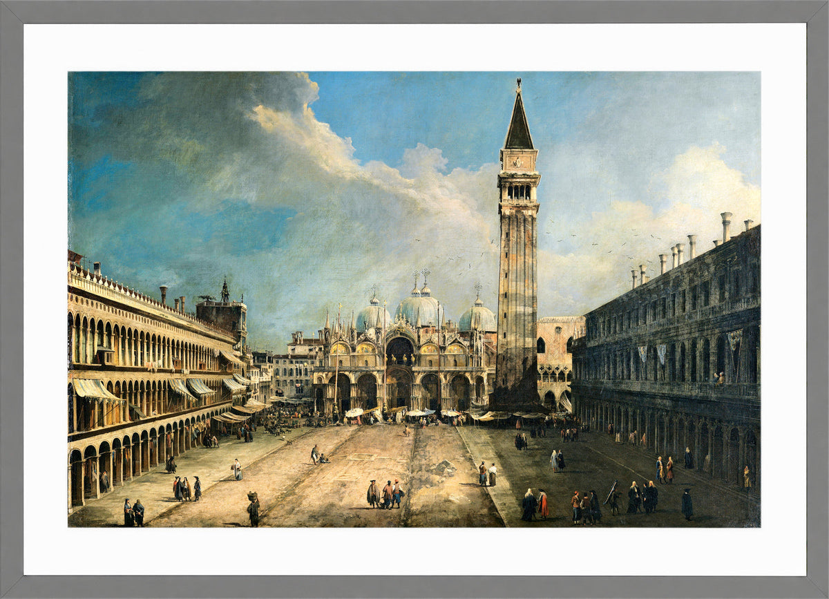 Canaletto Print, The Piazza San Marco in Venice (1723-1724) — light grey frame