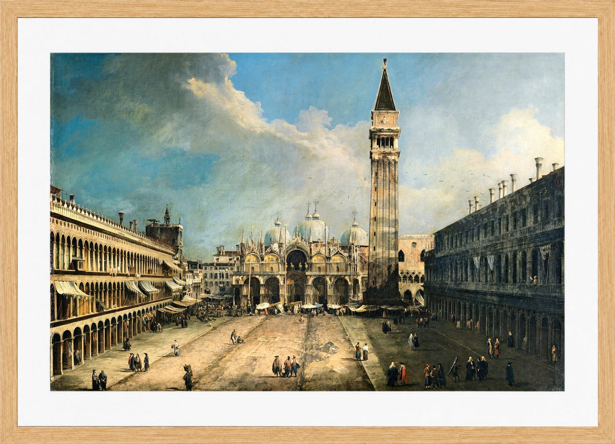 Canaletto Print, The Piazza San Marco in Venice (1723-1724) — oak frame