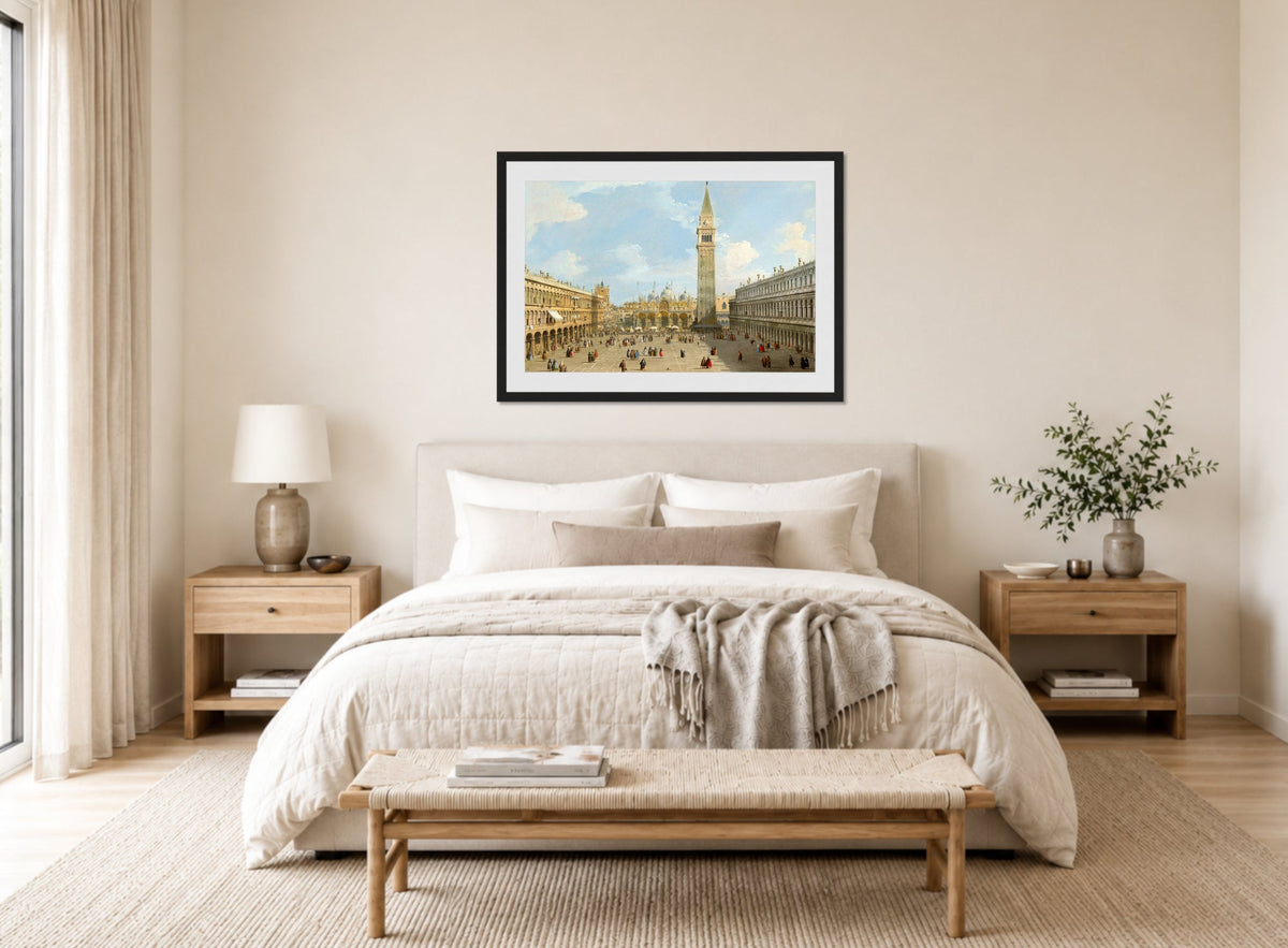 Canaletto Print, The Piazza San Marco, Venice, looking east towards the basilica — bedroom