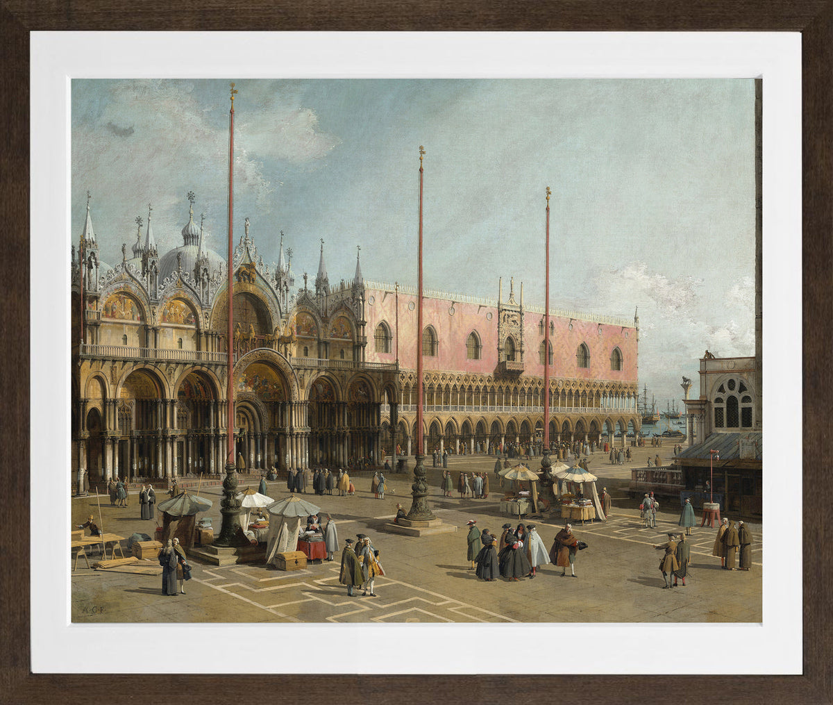 Canaletto Print, The Square of Saint Mark’s, Venice (1742-1744) — brown frame