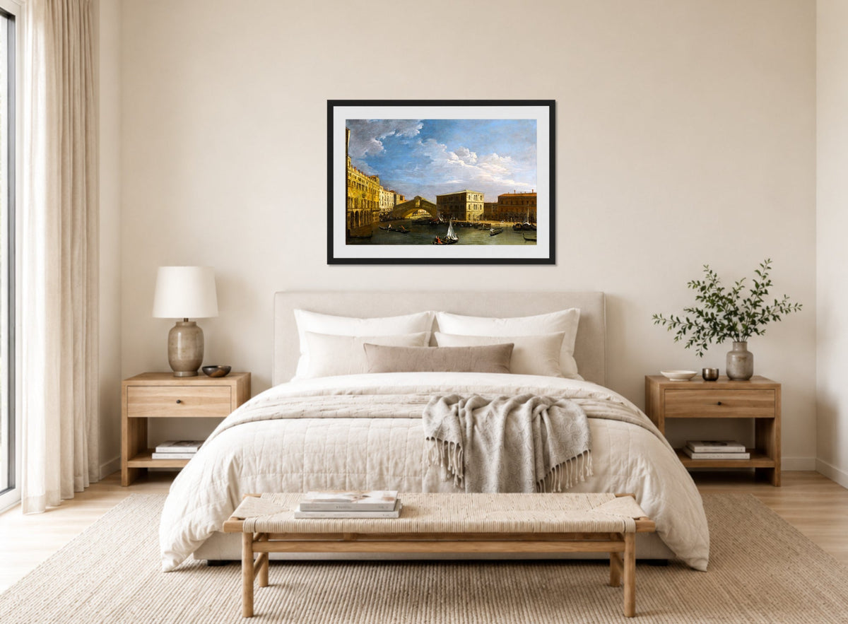 Canaletto Print, Venice, a view of the Grand Canal and the Rialto Bridge from the North — bedroom
