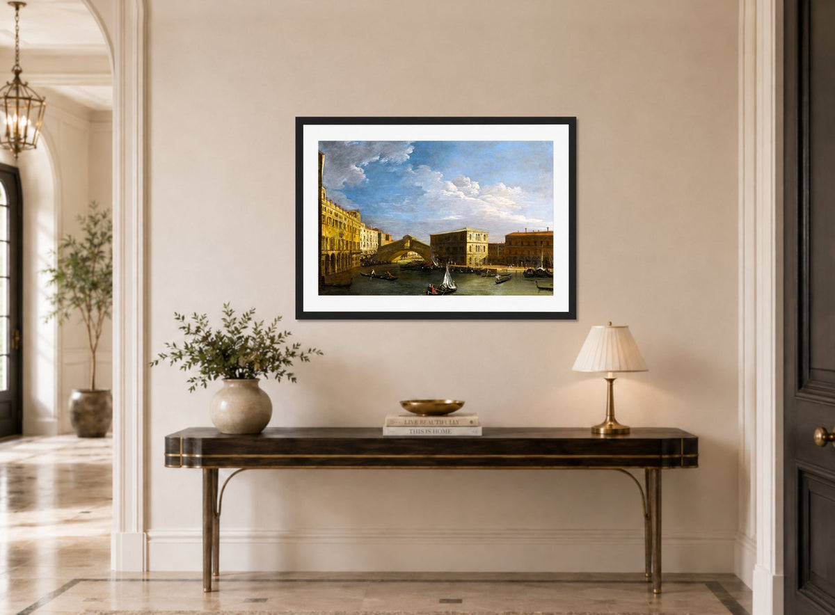 Canaletto Print, Venice, a view of the Grand Canal and the Rialto Bridge from the North — hallway