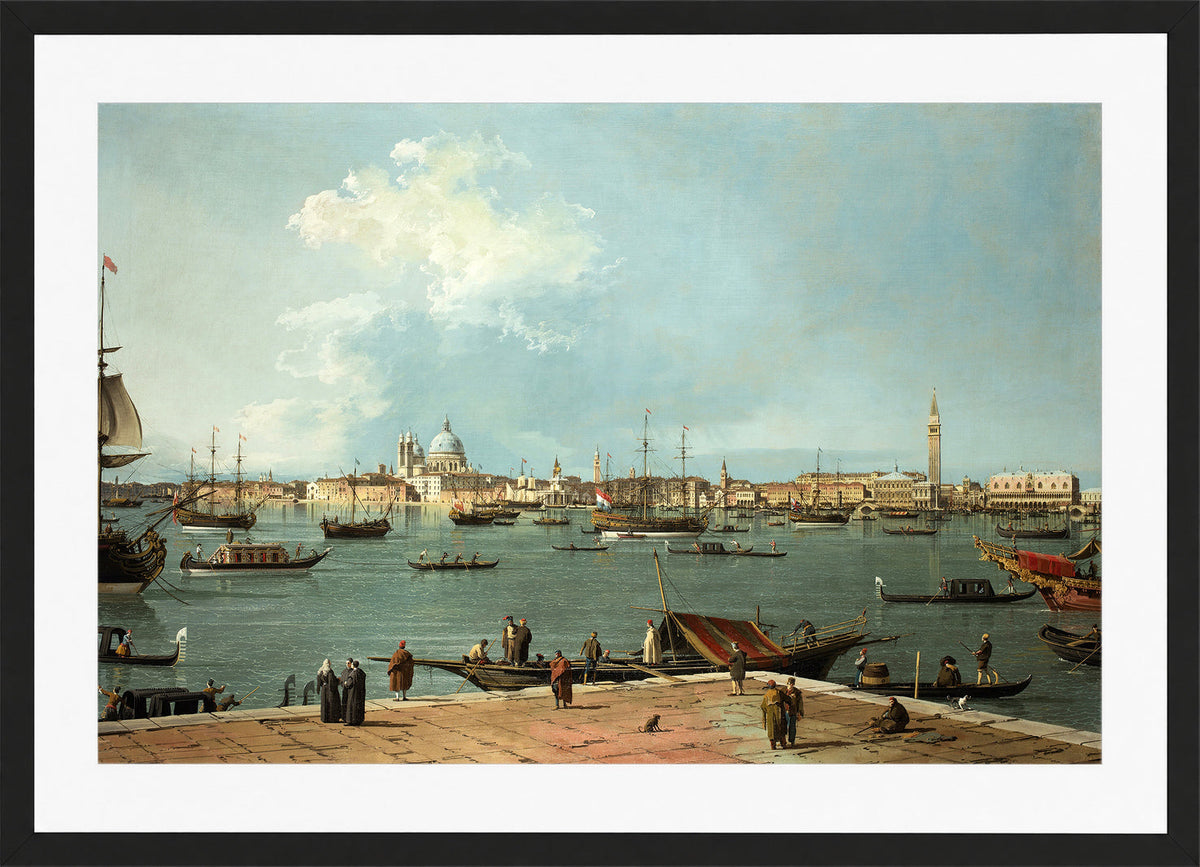 Canaletto Print, Venice, the Bacino di San Marco from San Giorgio Maggiore — black frame