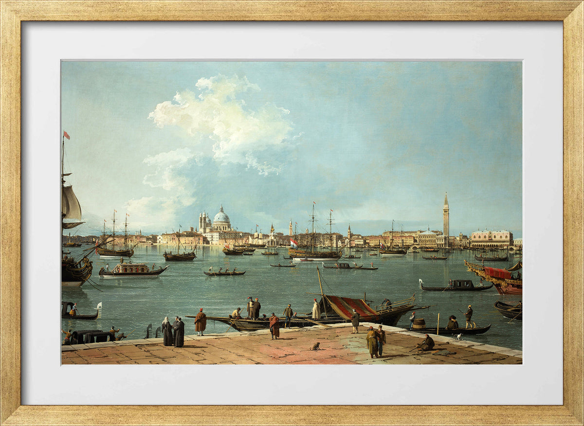 Canaletto Print, Venice, the Bacino di San Marco from San Giorgio Maggiore — gold frame
