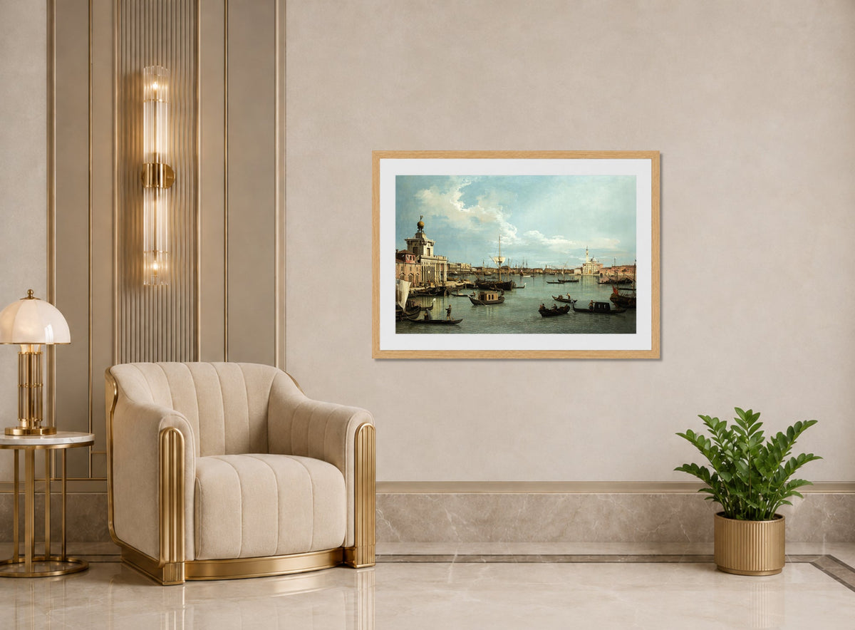 Canaletto Print, Venice, the Bacino di San Marco from the Canale della Giudecca — art deco roomset