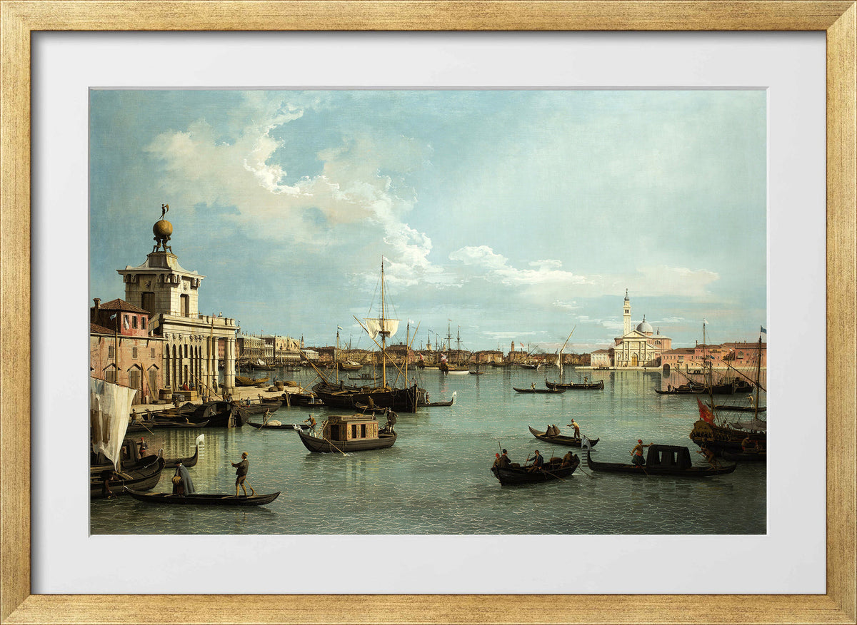 Canaletto Print, Venice, the Bacino di San Marco from the Canale della Giudecca — gold frame