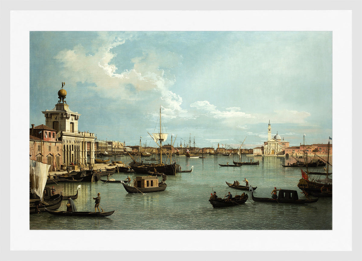 Canaletto Print, Venice, the Bacino di San Marco from the Canale della Giudecca — white frame