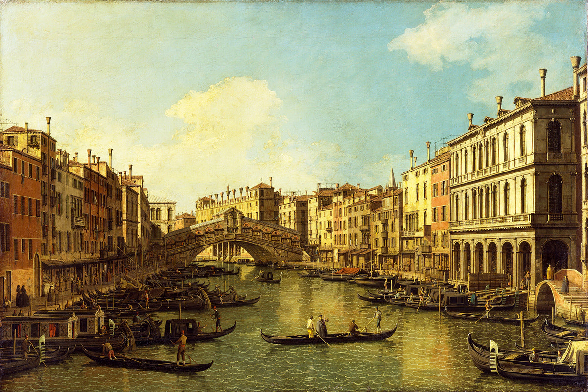 Canaletto Print, Venice, the Grand Canal from the Palazzo Dolfin-Manin to the Rialto Bridge — unframed