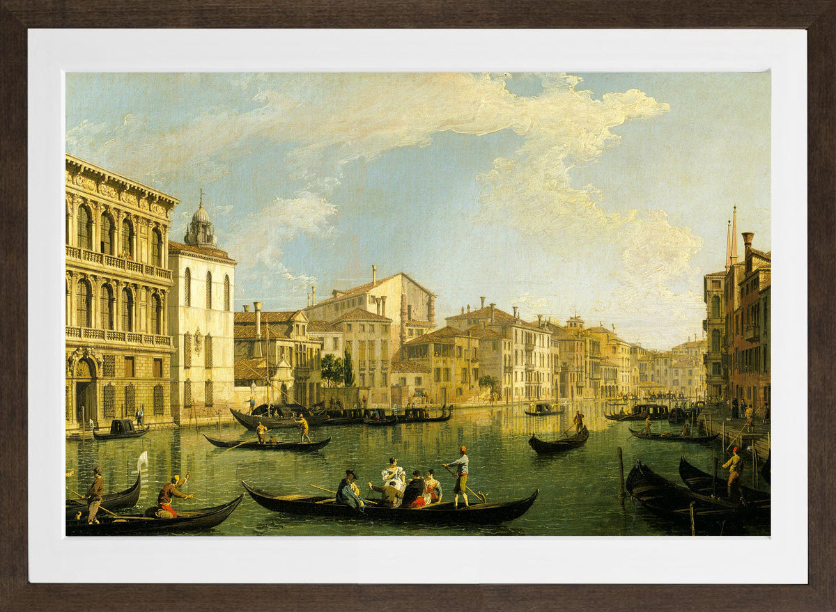 Canaletto Print, Venice, the Grand Canal from the Palazzo Flangini to San Marcuola — brown frame