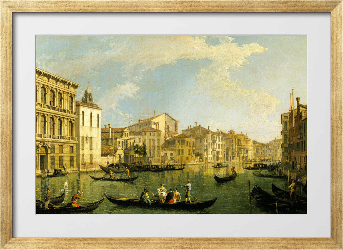Canaletto Print, Venice, the Grand Canal from the Palazzo Flangini to San Marcuola — gold frame