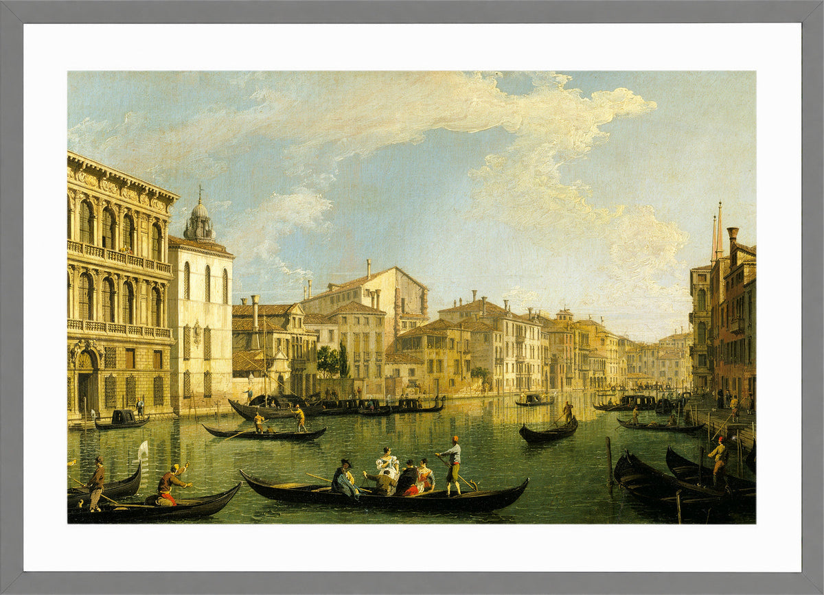 Canaletto Print, Venice, the Grand Canal from the Palazzo Flangini to San Marcuola — light grey frame