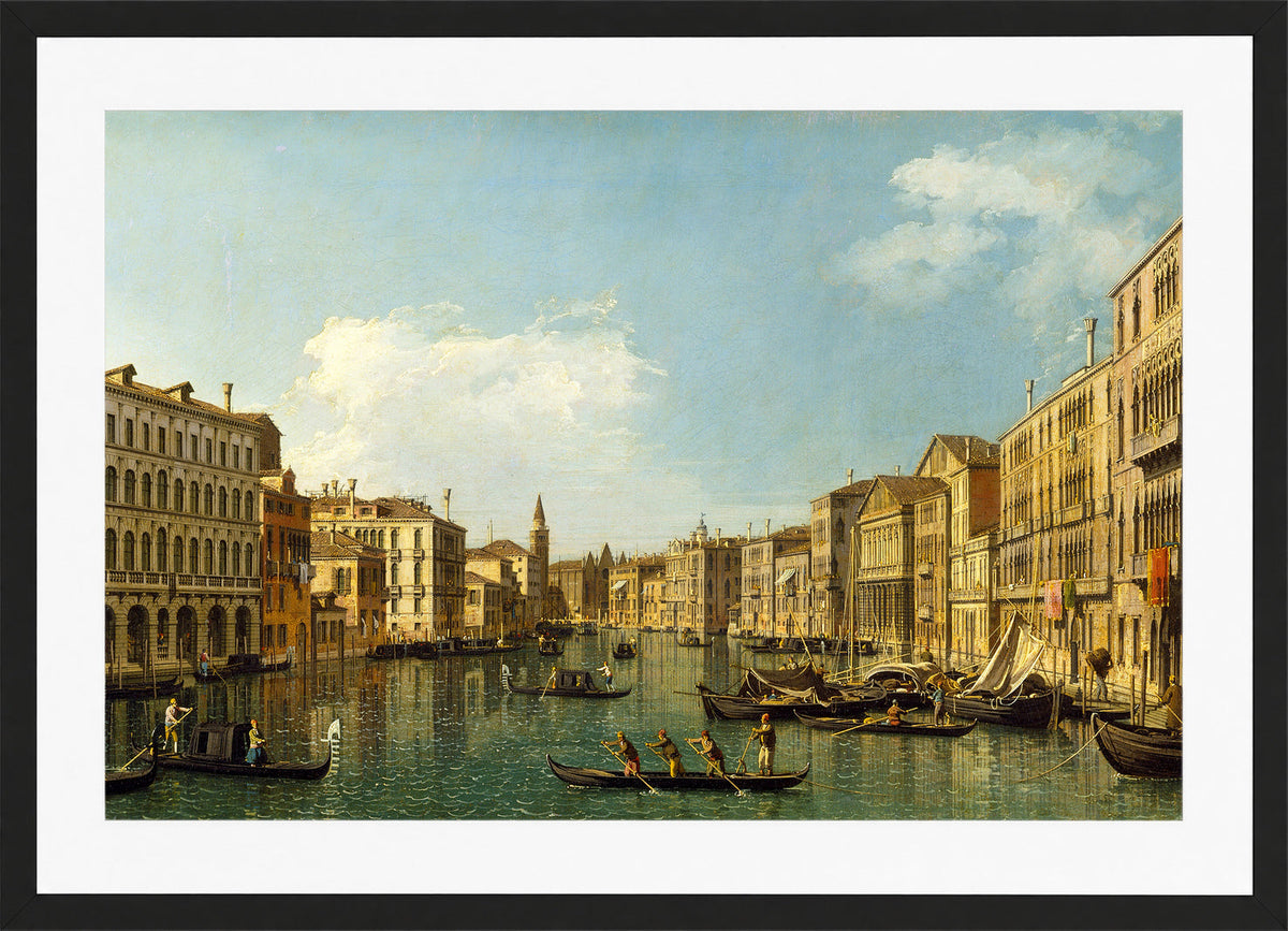 Canaletto Print, Venice, the Grand Canal from the Palazzo Foscari to the Carità — black frame