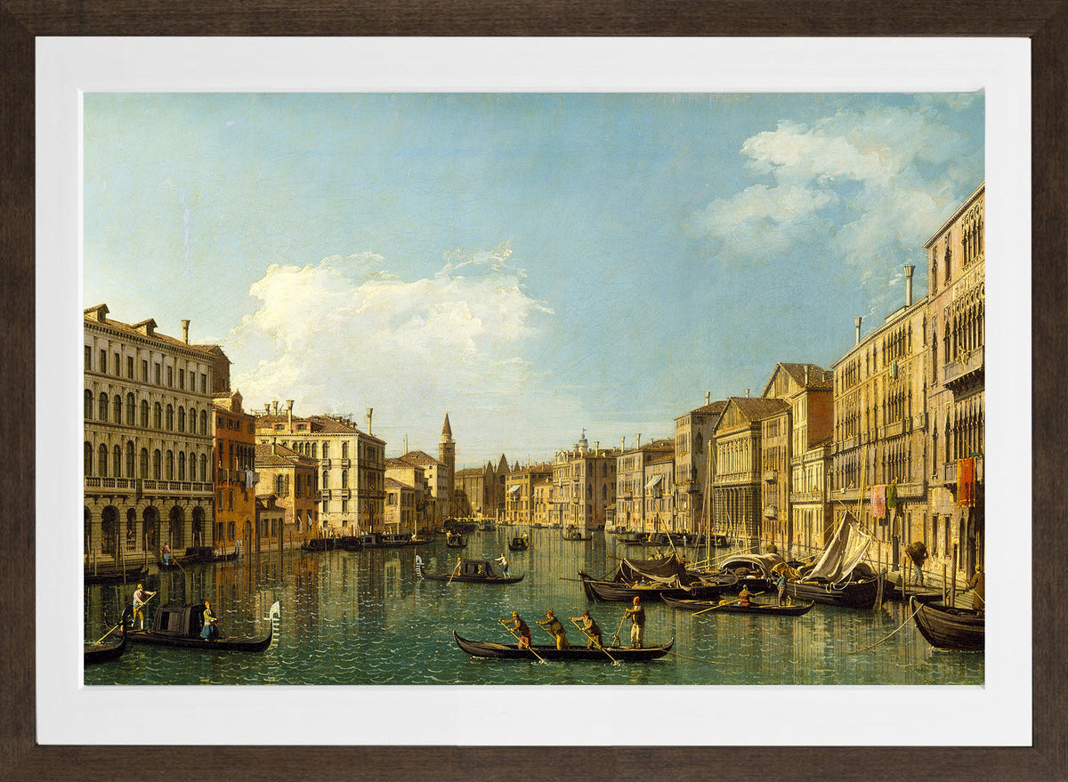 Canaletto Print, Venice, the Grand Canal from the Palazzo Foscari to the Carità — brown frame