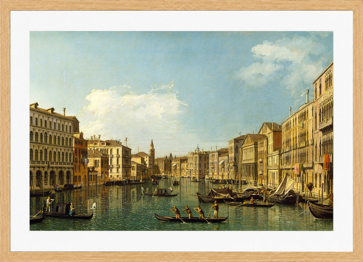 Canaletto Print, Venice, the Grand Canal from the Palazzo Foscari to the Carità — oak frame