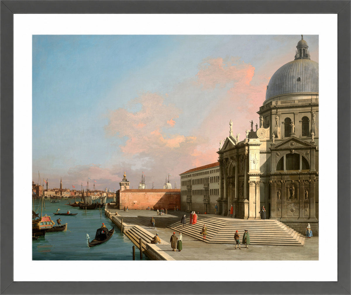 Canaletto Print, Venice, the Grand Canal looking East with Santa Maria della Salute — dark grey frame