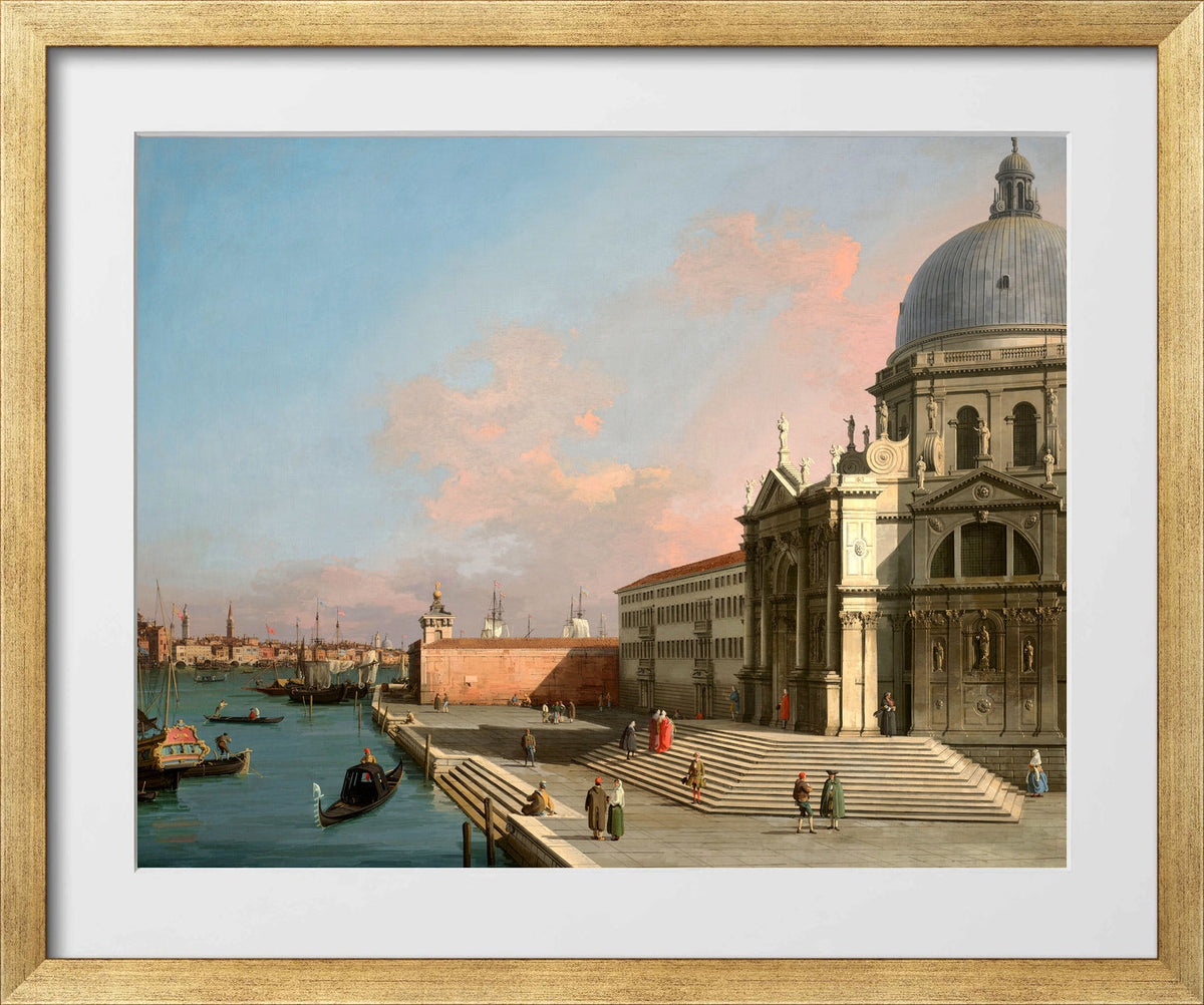 Canaletto Print, Venice, the Grand Canal looking East with Santa Maria della Salute — gold frame