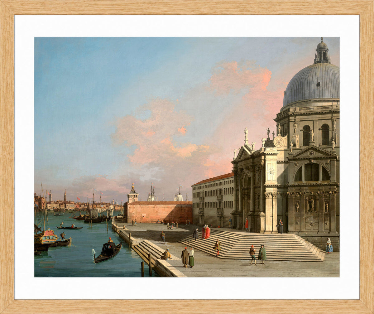 Canaletto Print, Venice, the Grand Canal looking East with Santa Maria della Salute — oak frame