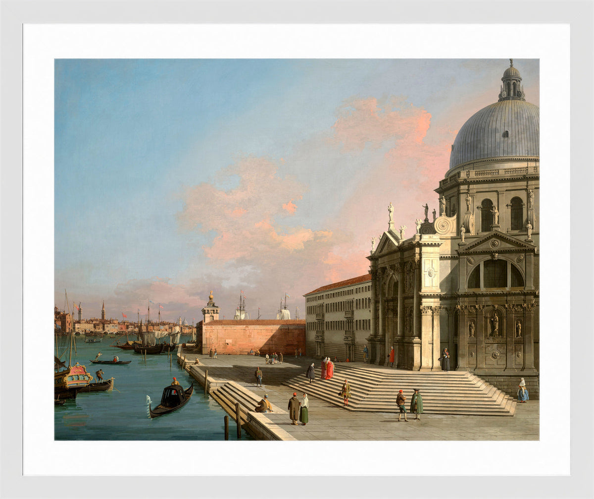 Canaletto Print, Venice, the Grand Canal looking East with Santa Maria della Salute — white frame