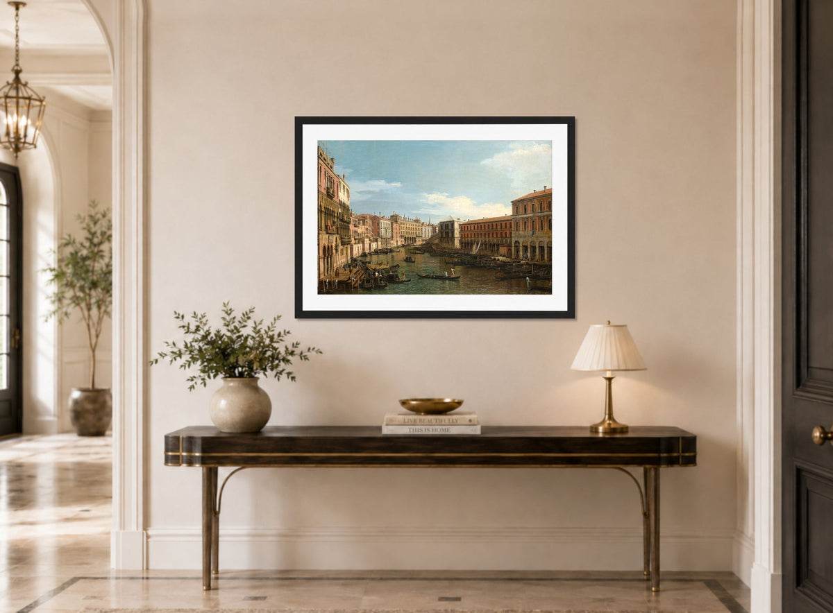 Canaletto Print, Venice, the Grand Canal looking South, from the Ca’ Da Mosto toward the Rialto Bridge — hallway