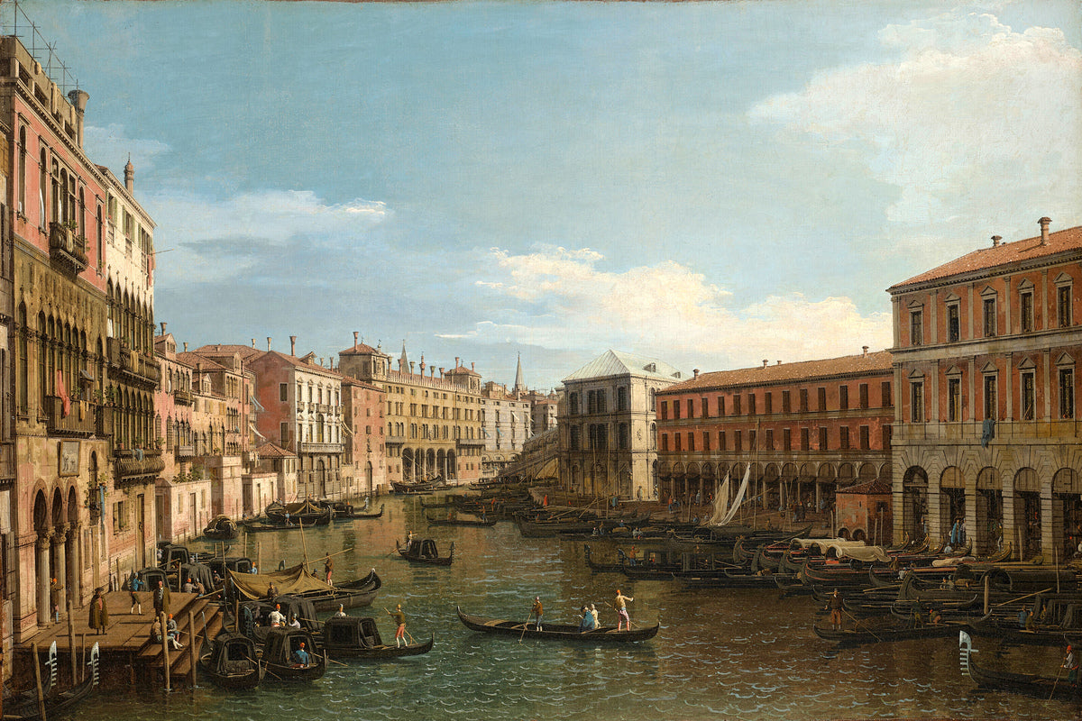 Canaletto Print, Venice, the Grand Canal looking South, from the Ca’ Da Mosto toward the Rialto Bridge — unframed