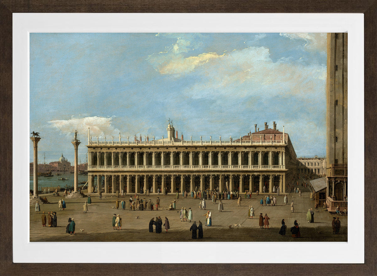 Canaletto Print, Venice, the Piazzetta, looking west, with the Libreria — brown frame