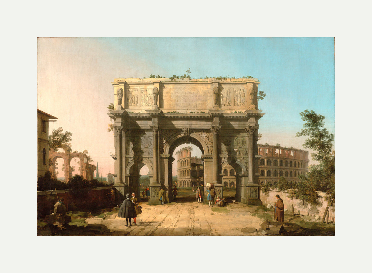 Canaletto Print, View of the Arch of Constantine with the Colosseum — rolled canvas