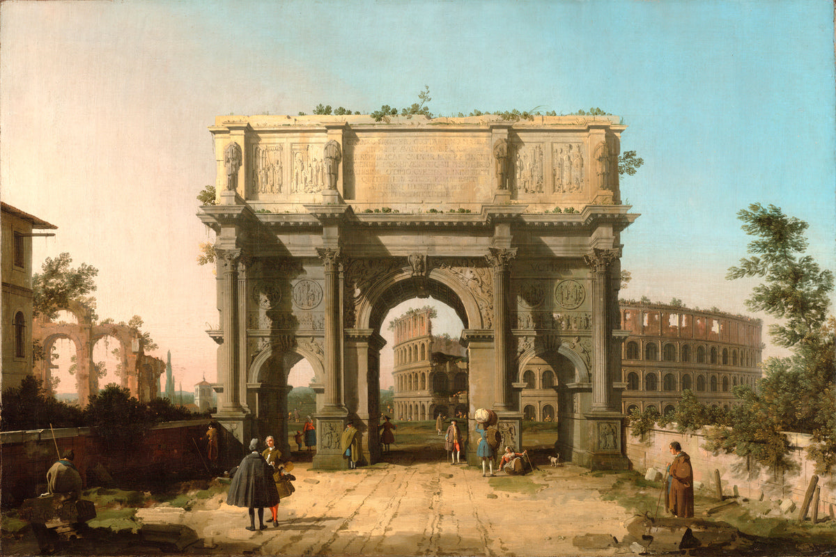Canaletto Print, View of the Arch of Constantine with the Colosseum — unframed