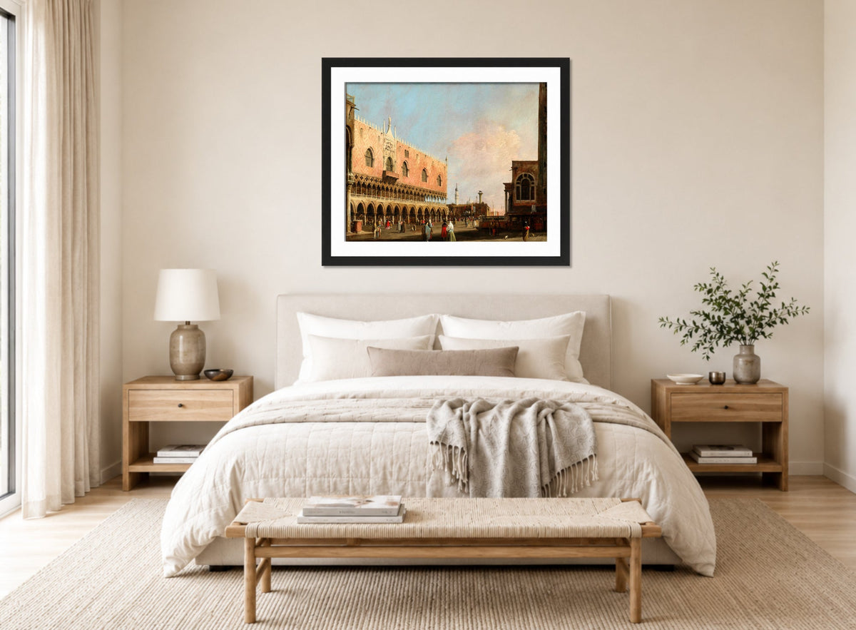 Canaletto Print, View of the Piazzetta San Marco Looking South (1735) — bedroom