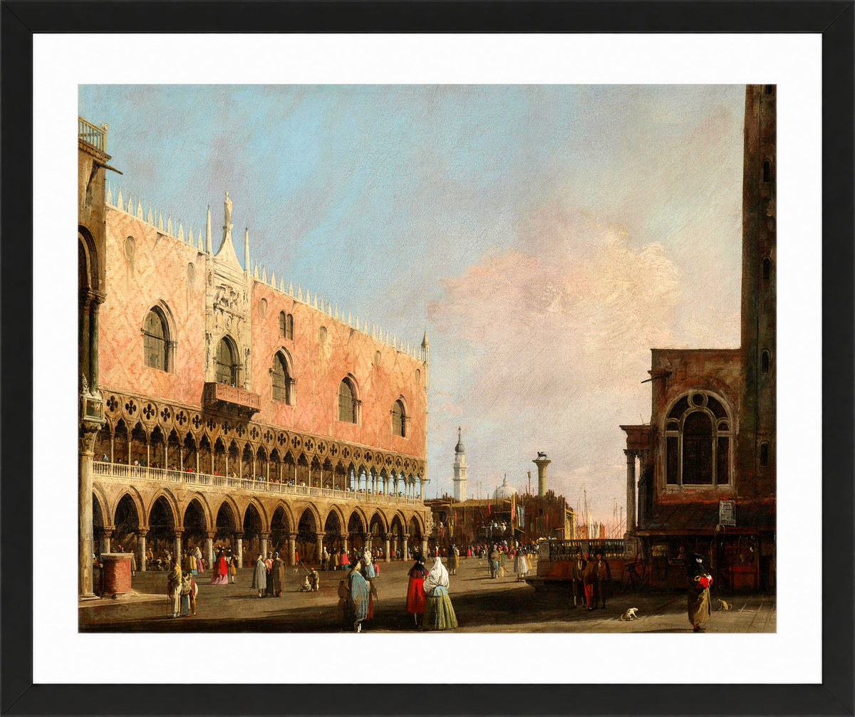 Canaletto Print, View of the Piazzetta San Marco Looking South (1735) — black frame
