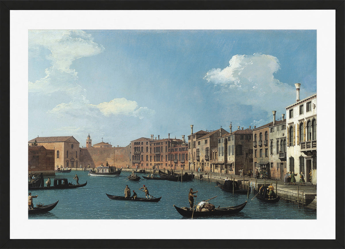 Canaletto Print, Vue du canal de Santa Chiara, à Venise (View of the Santa Chiara Canal, Venice) (1730) — black frame