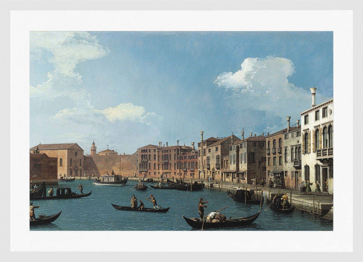 Canaletto Print, Vue du canal de Santa Chiara, à Venise (View of the Santa Chiara Canal, Venice) (1730) — white frame