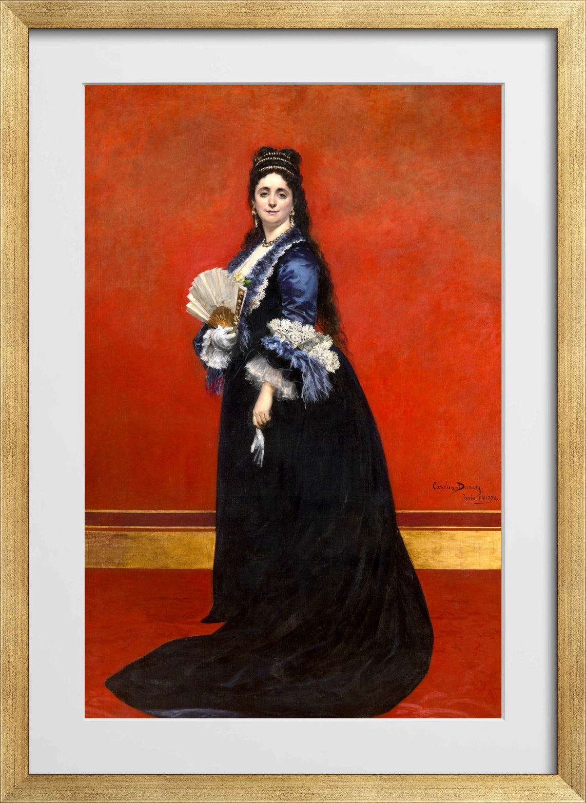 Carolus-Duran Print, Countess Rattazzi, née Maria-Laetitia Bonaparte-Wyse (1872) — gold frame