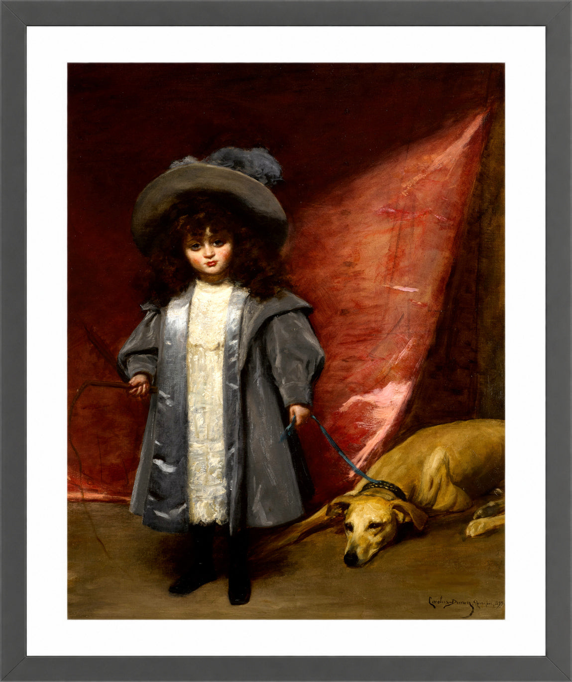 Carolus-Duran Print, Child with Dog (1899) — dark grey frame