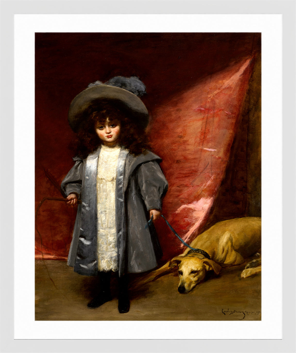 Carolus-Duran Print, Child with Dog (1899) — white frame