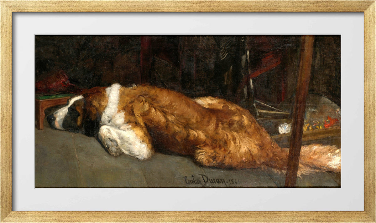 Carolus-Duran Print, Le Chien (The Dog) (1861) — gold frame