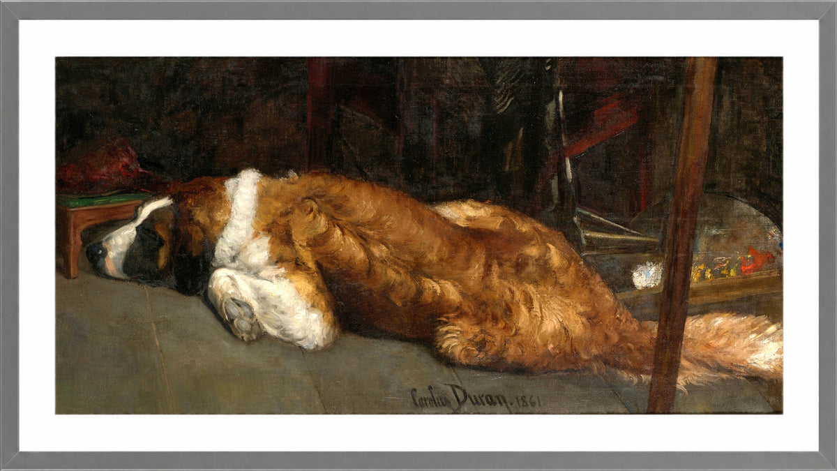 Carolus-Duran Print, Le Chien (The Dog) (1861) — light grey frame