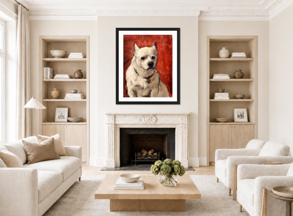 Carolus-Duran Print, Le Chien Chinois (The Chinese Dog) (1884) — living room roomset