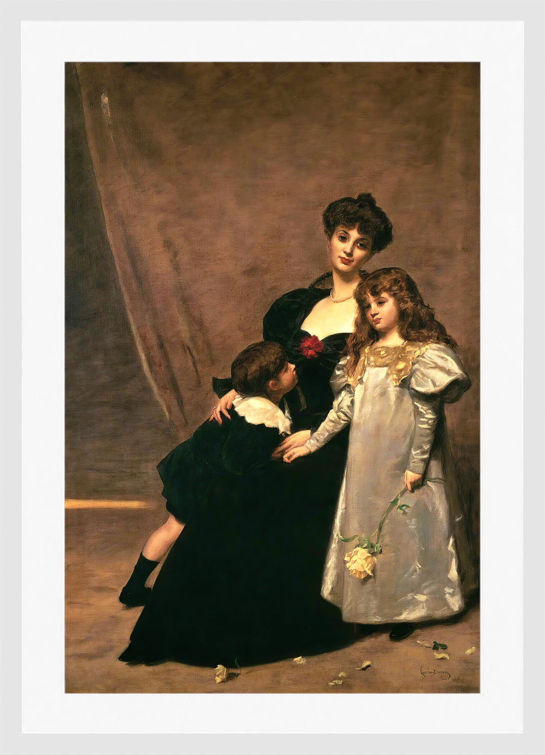 Carolus-Duran Print, Mother and Children (Madame Feydeau and Her Children) (1897) — white frame