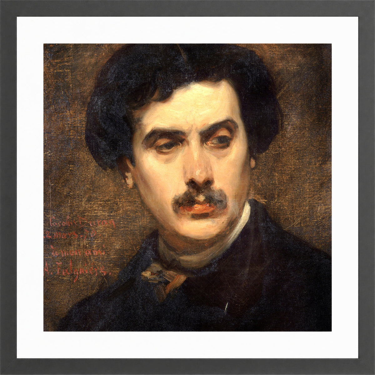 Carolus-Duran Print, Portrait of Alexandre Falguière (1870) — dark grey frame