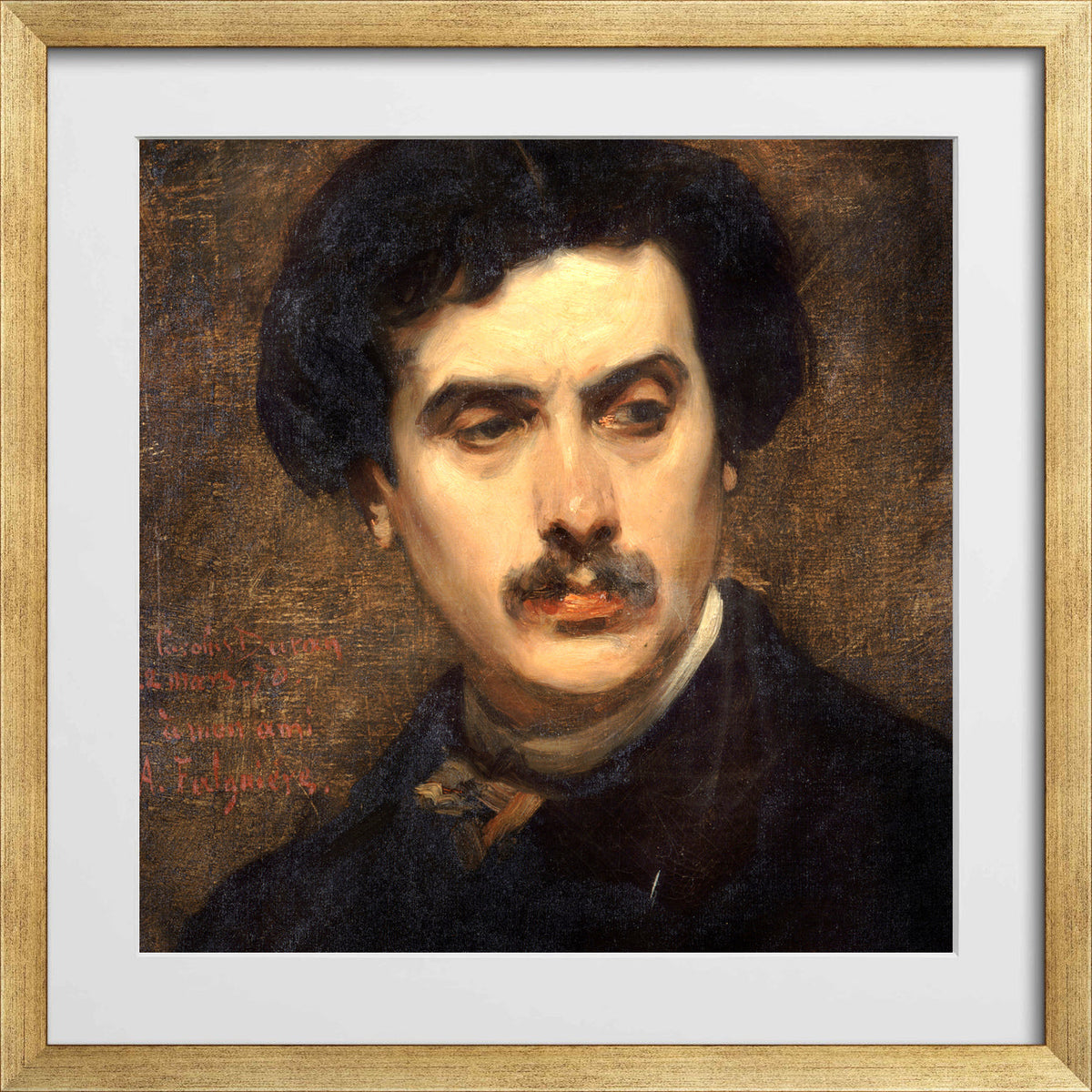 Carolus-Duran Print, Portrait of Alexandre Falguière (1870) — gold frame