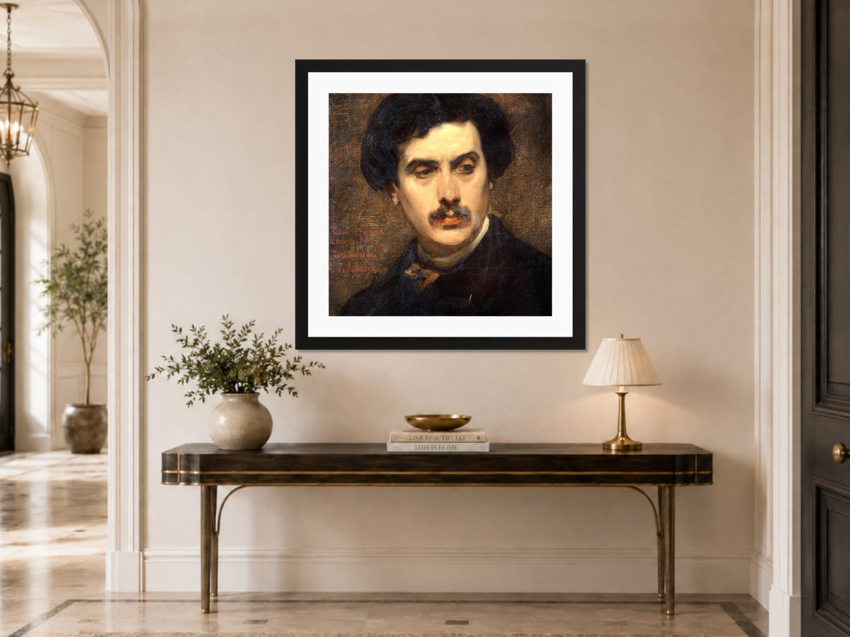 Carolus-Duran Print, Portrait of Alexandre Falguière (1870) — hallway