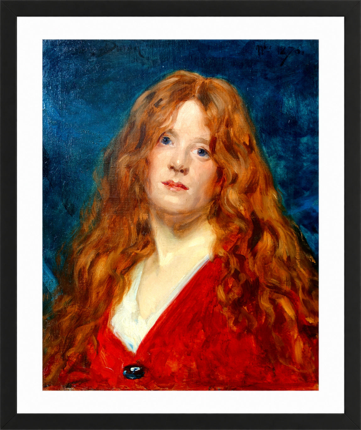 Carolus-Duran Print, Portrait of a Red-Haired Woman — black frame