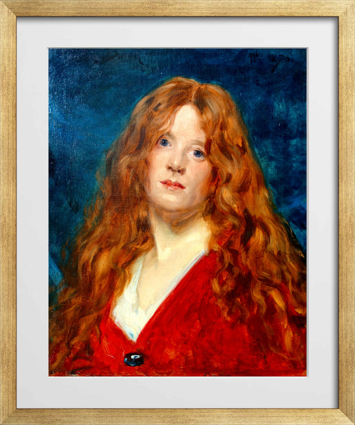 Carolus-Duran Print, Portrait of a Red-Haired Woman — gold frame