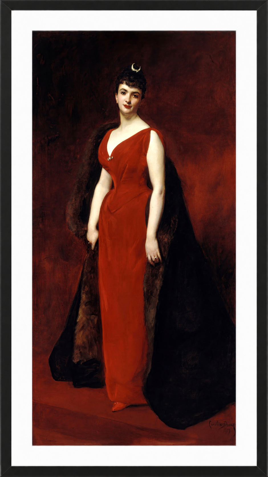 Carolus-Duran Print, Portrait of Madame Edgar Stern (1889) — black frame