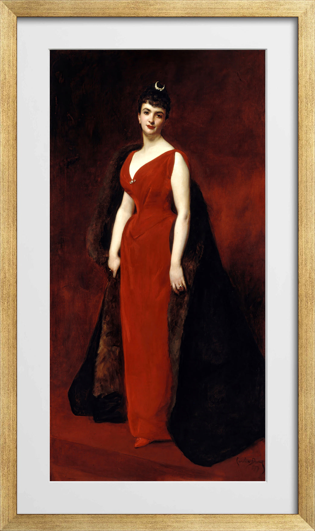 Carolus-Duran Print, Portrait of Madame Edgar Stern (1889) — gold frame