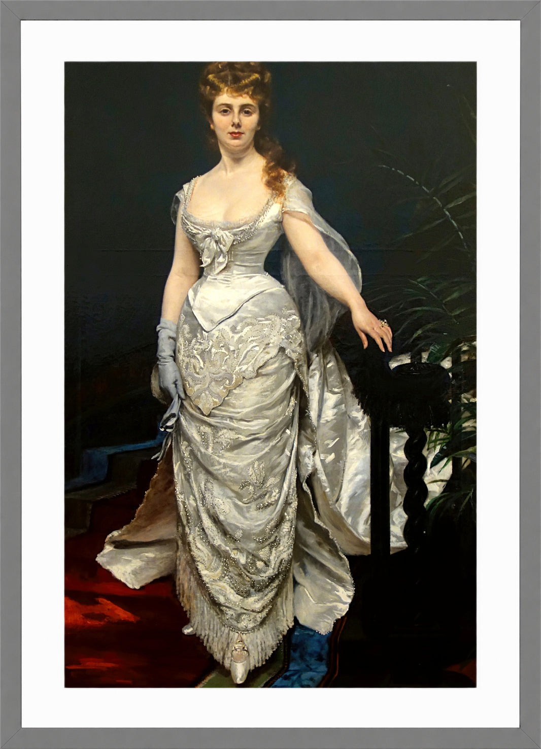 Carolus-Duran Print, Portrait of Mademoiselle X, Marquise Anforti (1875) — light grey frame