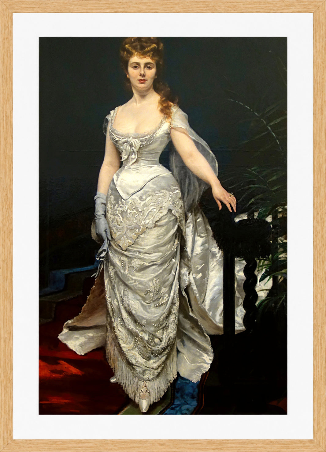 Carolus-Duran Print, Portrait of Mademoiselle X, Marquise Anforti (1875) — oak frame
